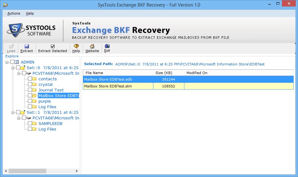 exchange bkf restore